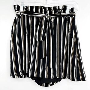 Lush High Waisted Paperbag Striped Shorts